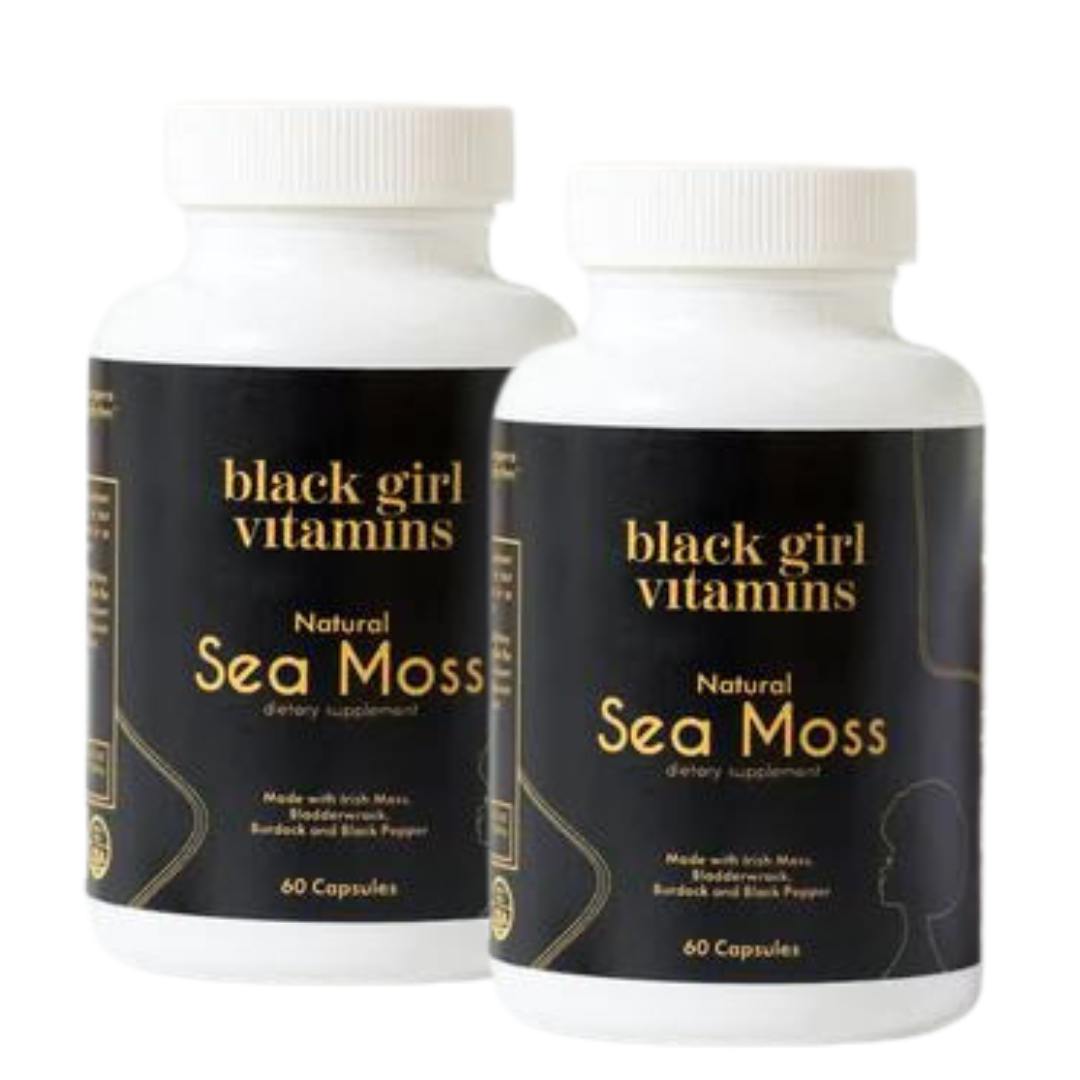 Black Girl Vitamins Natural Sea Moss dietary supplement, 60 capsules bottle